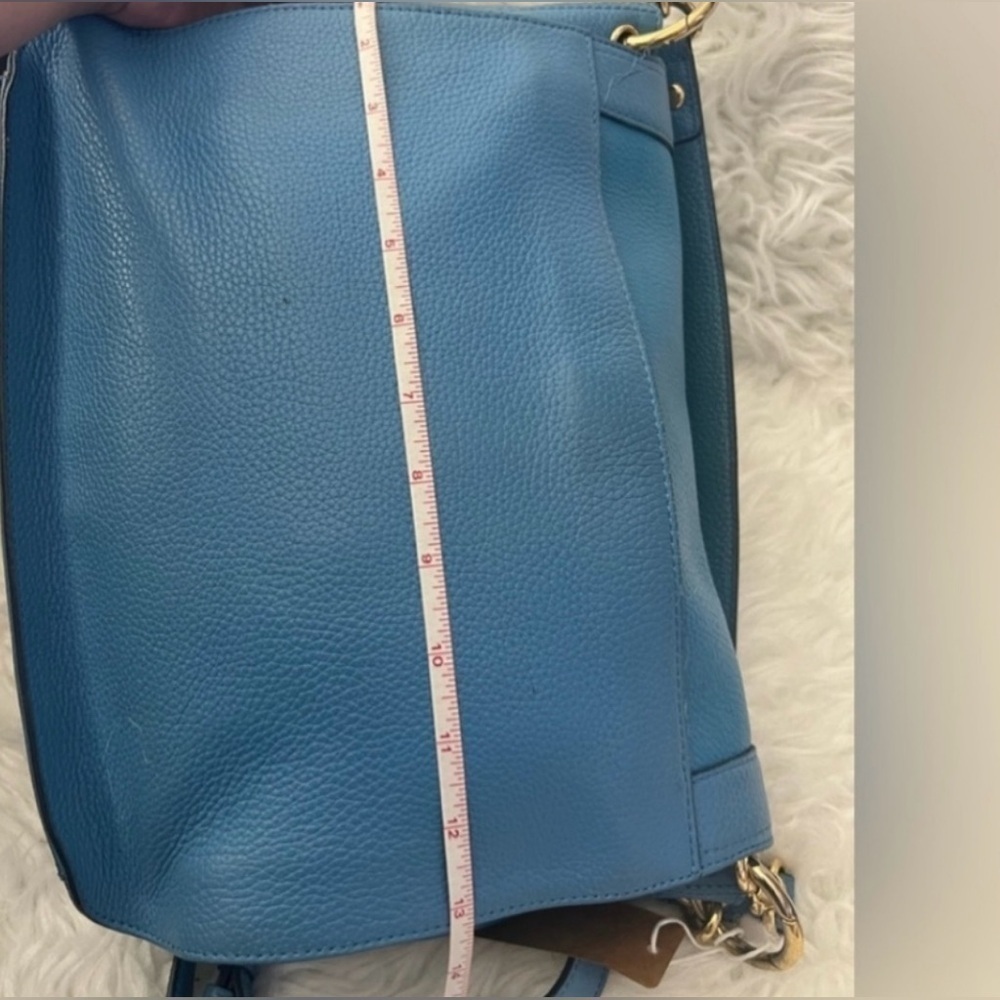 MCM Teal Blue Leather Studded Saddle Bag - Picture 5 of 15